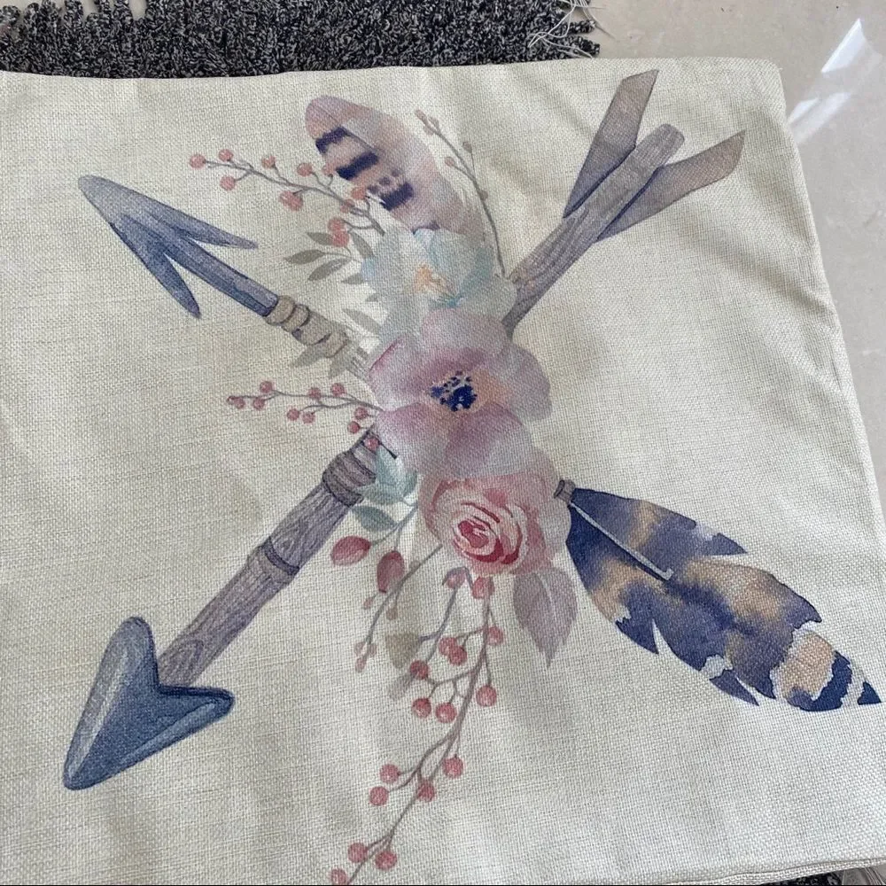 New Set of 2 floral decorative linen pillow cases
